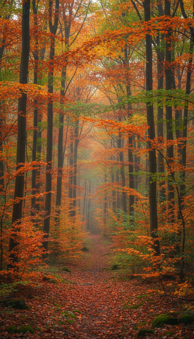 Walk quietly into these woods and you will hear eternity speaking. The forest, clothed in its autumn robes, tells of strength in change and of peace in the passing season. Every branch, every fallen leaf, is a lesson in resilience, a song written in color and light, guiding the soul deeper into the wilderness of love. -Etheric Echoes Art:  Etheric Echoes